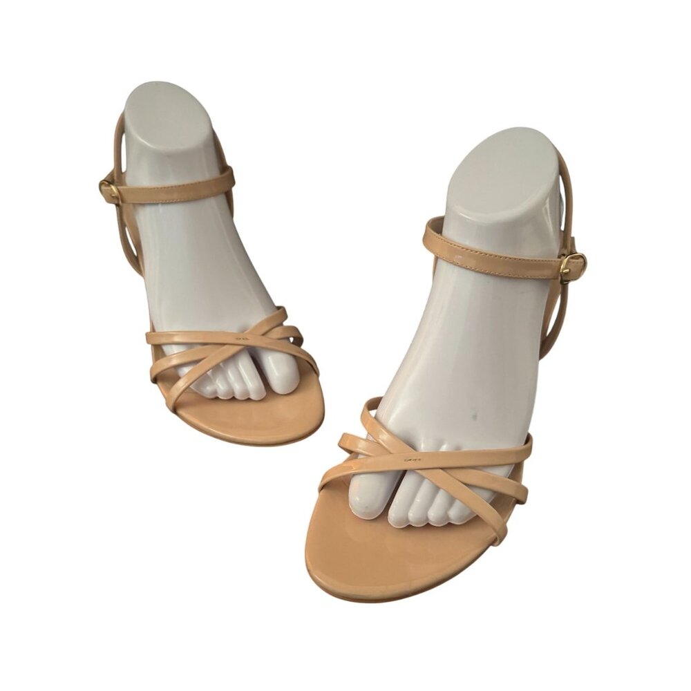 Stuart Weitzman Starla Strappy Block Heel Sandal Golden Beige, Size 10 WORN ONCE - Picture 2 of 11
